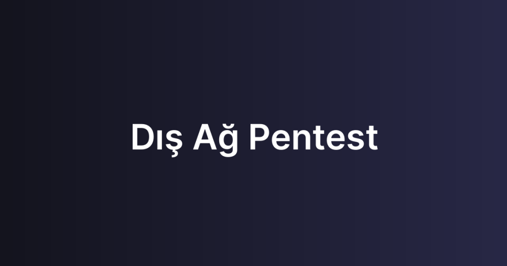 Dış Ağ Pentest