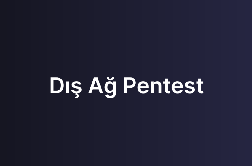 Dış Ağ Pentest