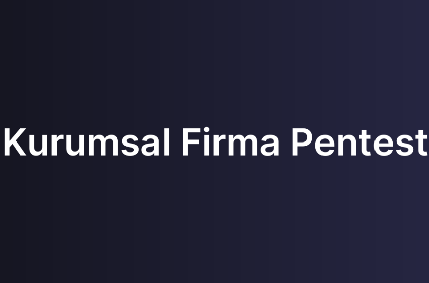 Kurumsal Firma Pentest