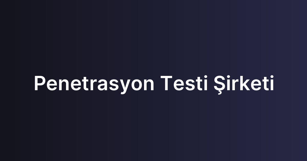 Penetrasyon Testi Şirketi