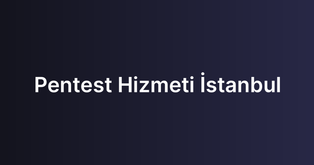 Pentest Hizmeti İstanbul