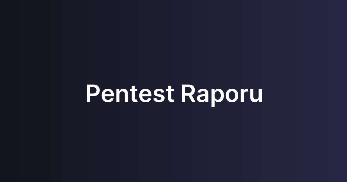 Pentest Raporu
