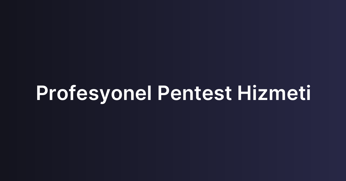 Profesyonel Pentest Hizmeti