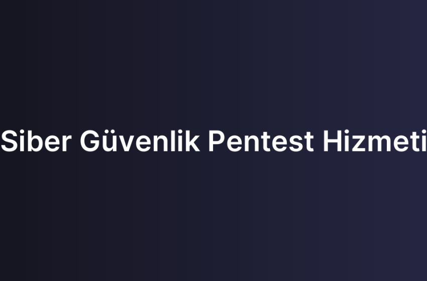 Siber Güvenlik Pentest Hizmeti