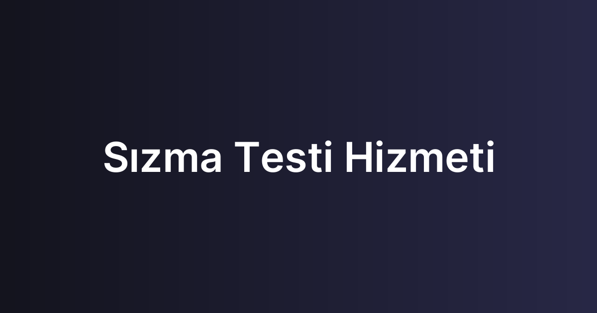 Sızma Testi Hizmeti