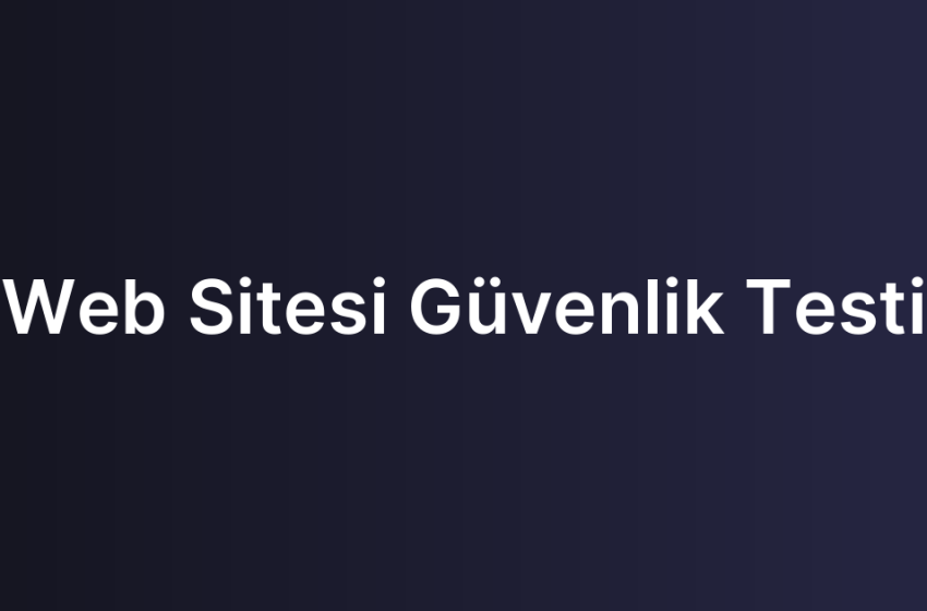 Web Sitesi Güvenlik Testi
