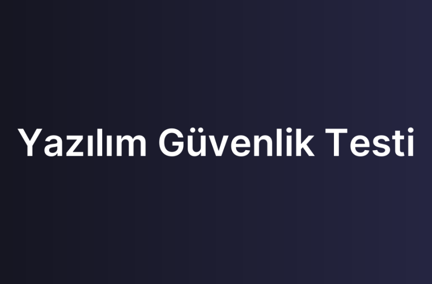 Yazılım Güvenlik Testi