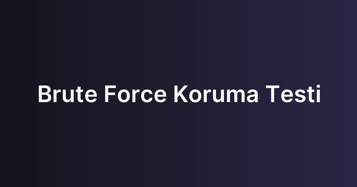 Brute Force Koruma Testi