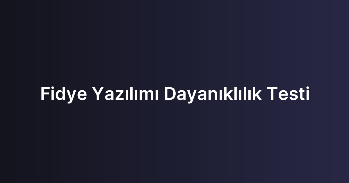 Fidye Yazılımı Dayanıklılık Testi