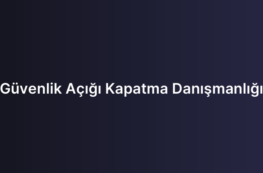 Güvenlik Açığı Kapatma Danışmanlığı