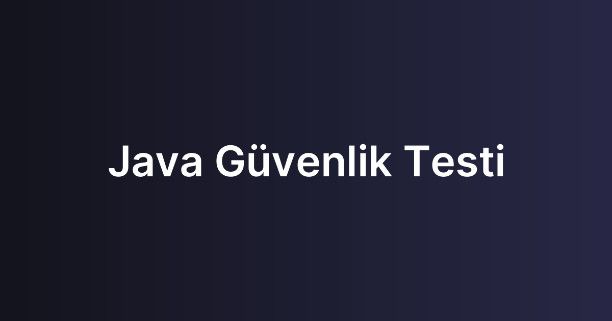 Java Güvenlik Testi