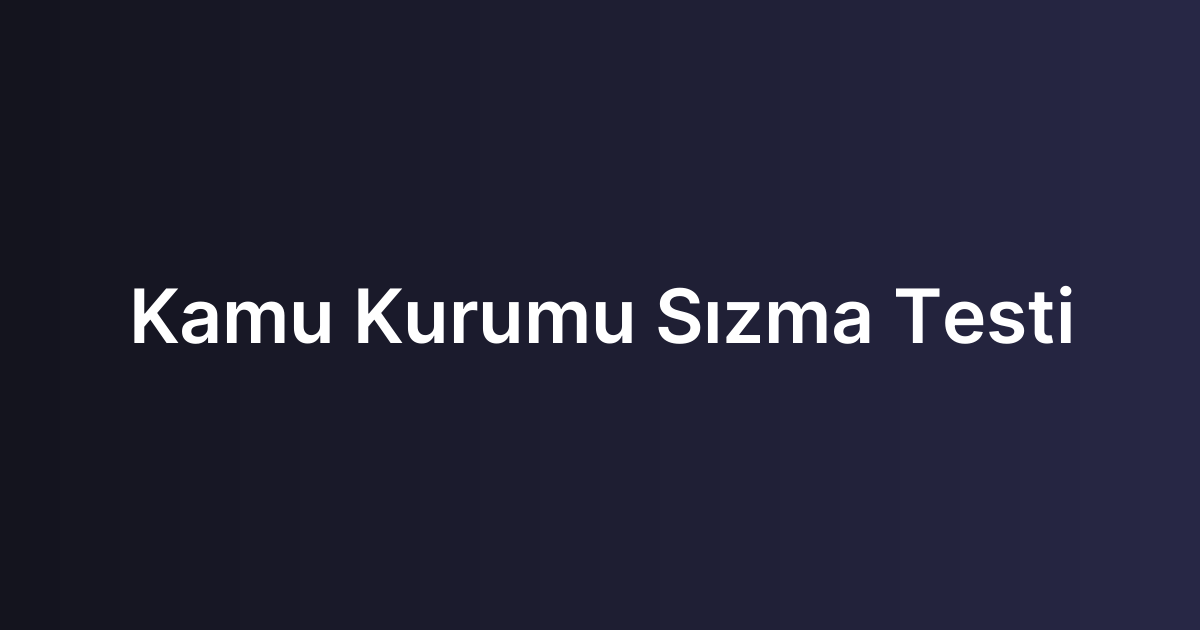 Kamu Kurumu Sızma Testi