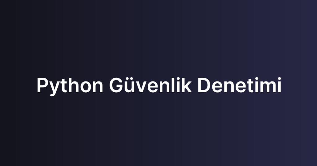 Python Güvenlik Denetimi