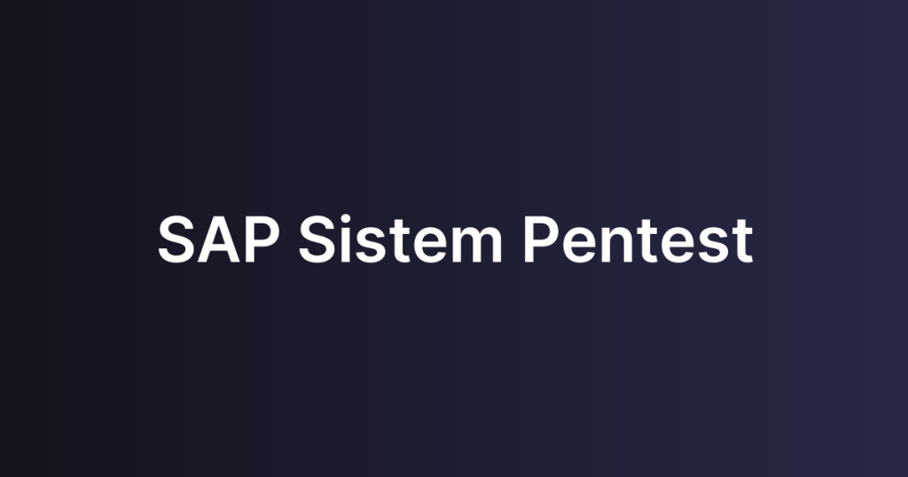 SAP Sistem Pentest