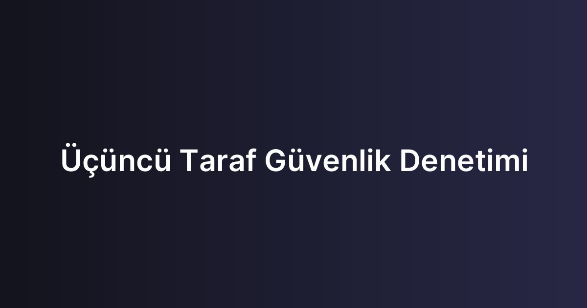 Üçüncü Taraf Güvenlik Denetimi