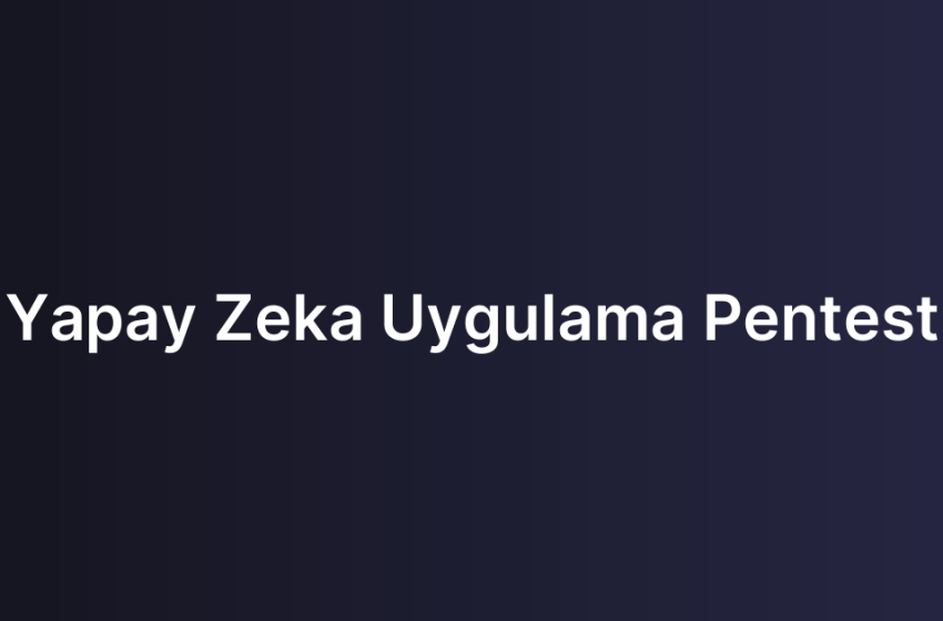 Yapay Zeka Uygulama Pentest