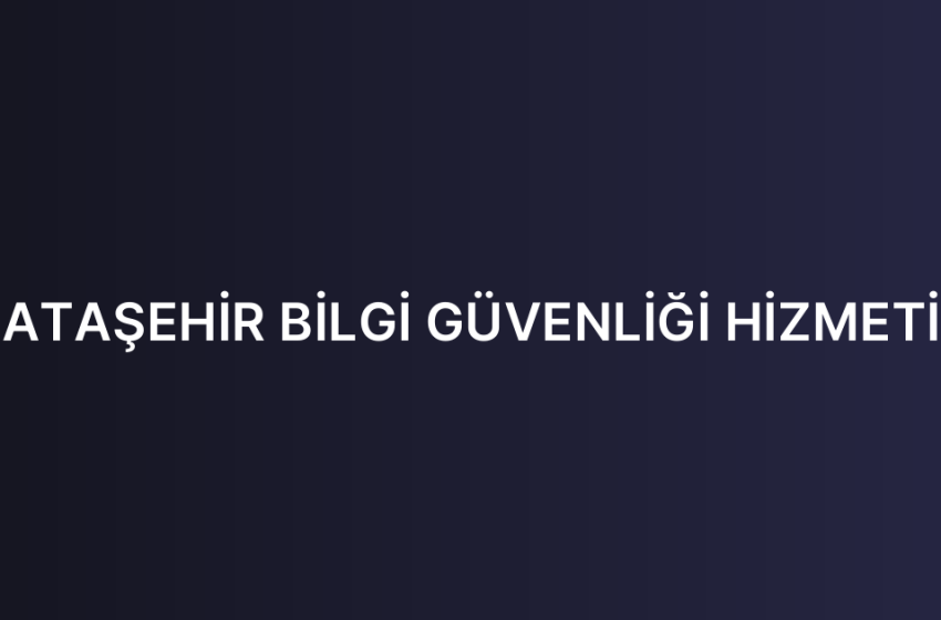 ATAŞEHİR BİLGİ GÜVENLİĞİ HİZMETİ