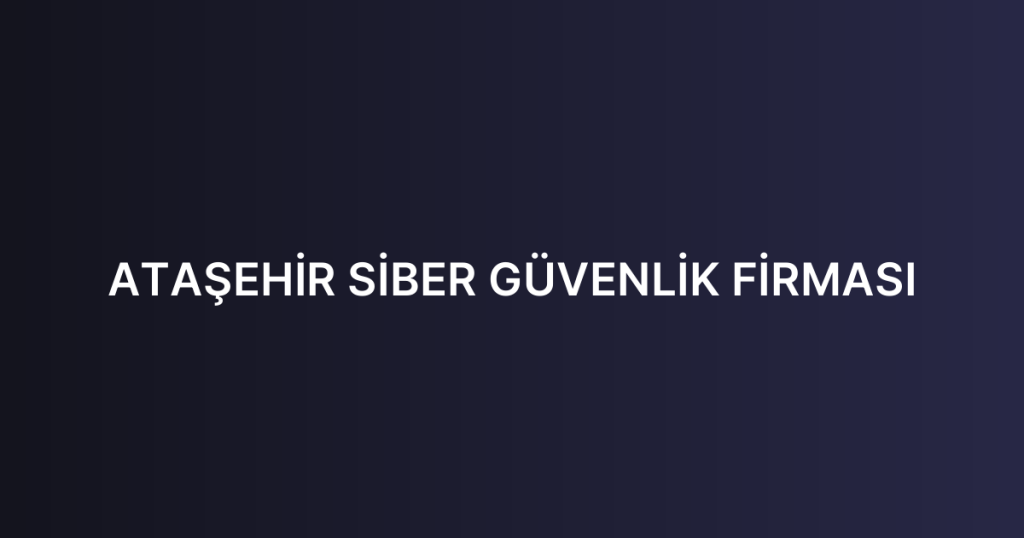 ATAŞEHİR SİBER GÜVENLİK FİRMASI