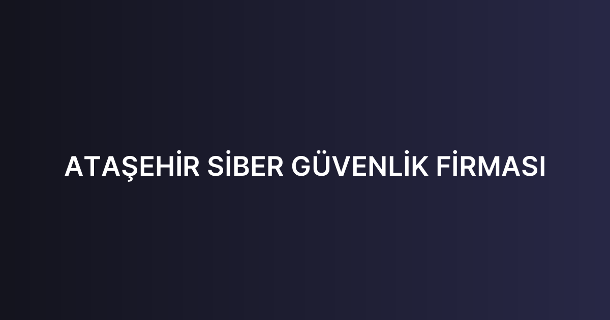 ATAŞEHİR SİBER GÜVENLİK FİRMASI