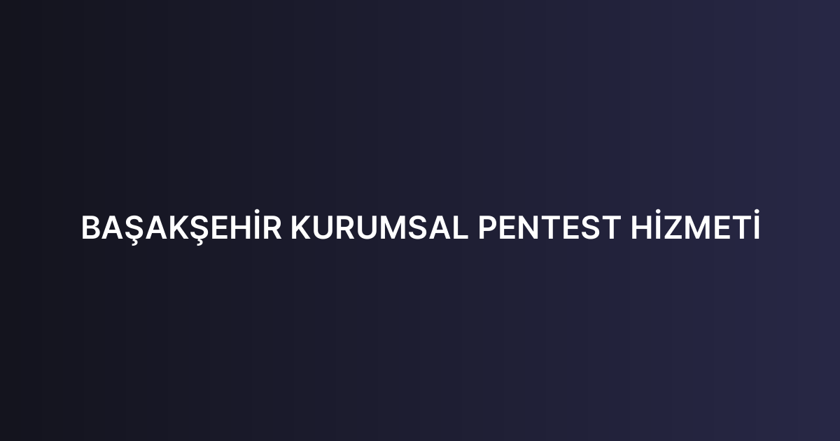 BAŞAKŞEHİR KURUMSAL PENTEST HİZMETİ