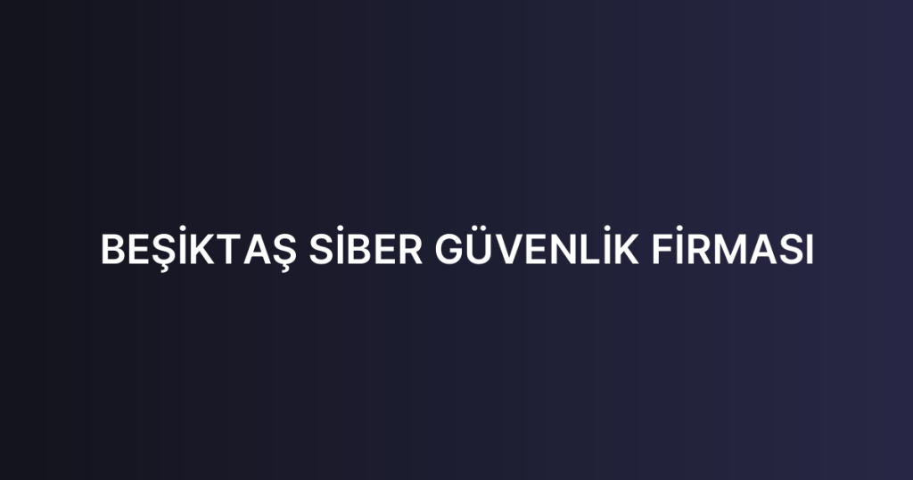 BEŞİKTAŞ SİBER GÜVENLİK FİRMASI