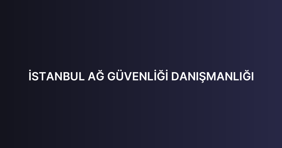 İSTANBUL AĞ GÜVENLİĞİ DANIŞMANLIĞI
