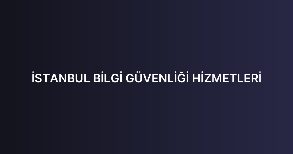 İSTANBUL BİLGİ GÜVENLİĞİ HİZMETLERİ