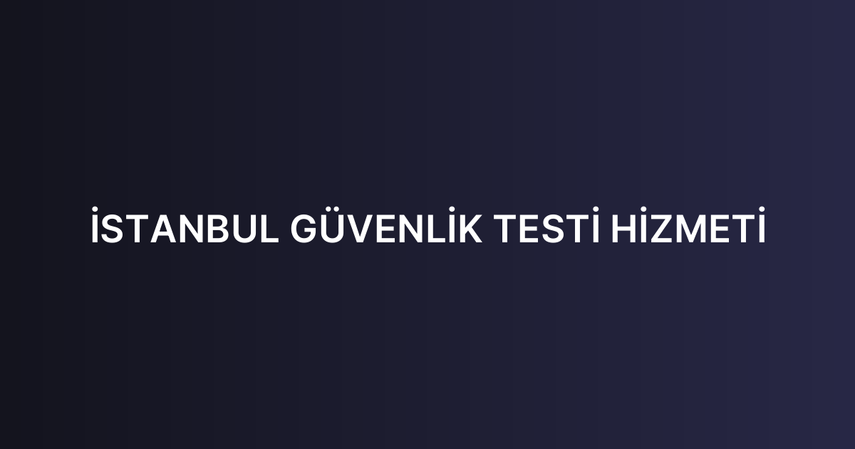 İSTANBUL GÜVENLİK TESTİ HİZMETİ