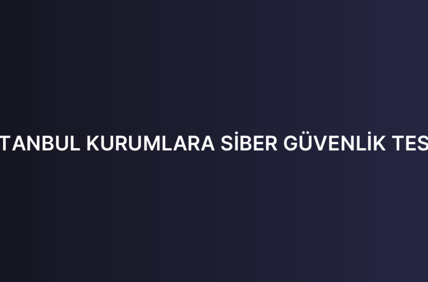 İSTANBUL KURUMLARA SİBER GÜVENLİK TESTİ
