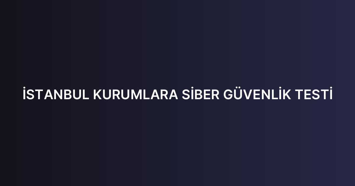 İSTANBUL KURUMLARA SİBER GÜVENLİK TESTİ