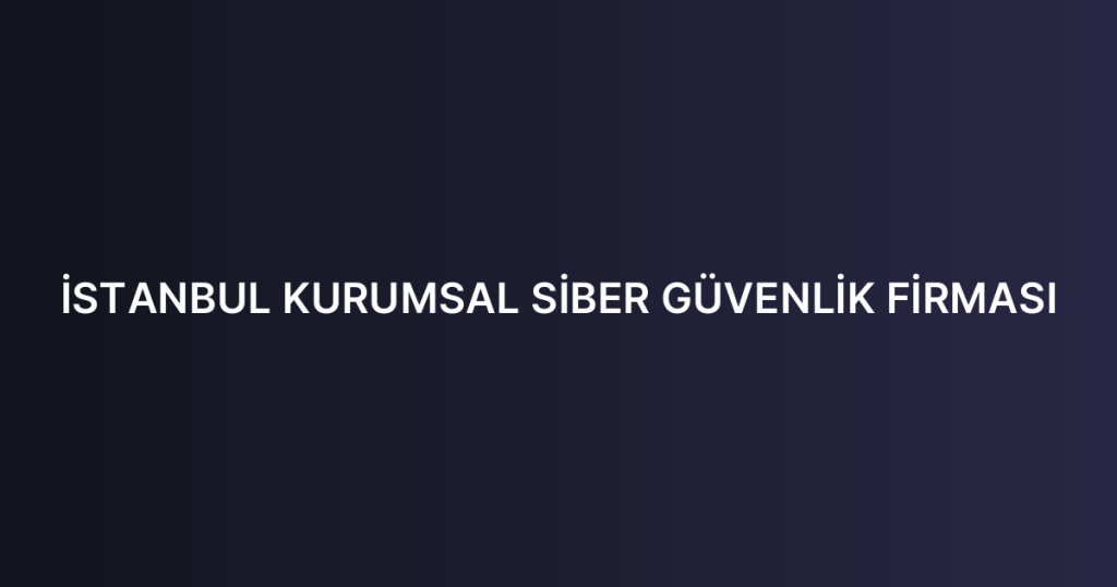 İSTANBUL KURUMSAL SİBER GÜVENLİK FİRMASI