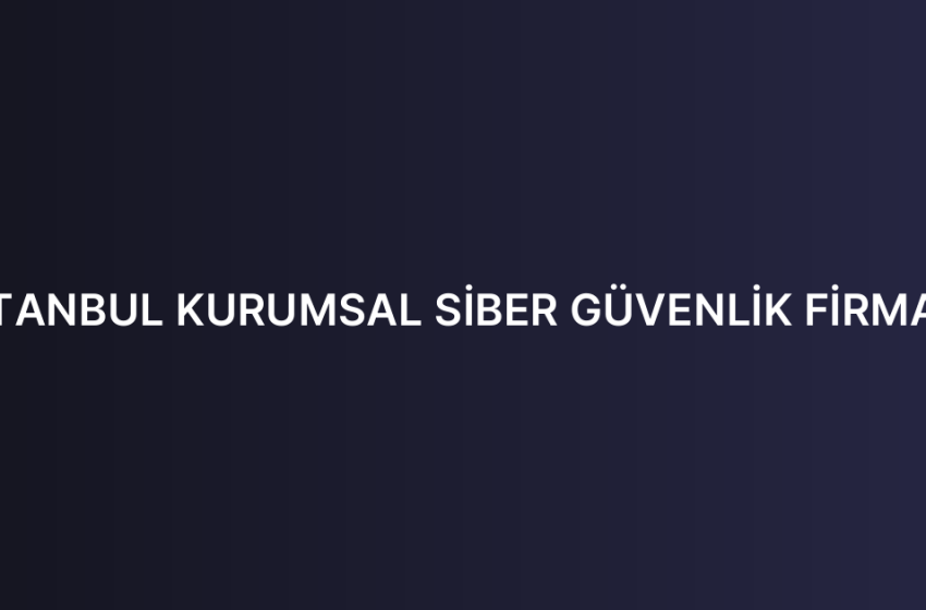 İSTANBUL KURUMSAL SİBER GÜVENLİK FİRMASI