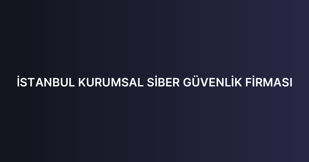 İSTANBUL KURUMSAL SİBER GÜVENLİK FİRMASI