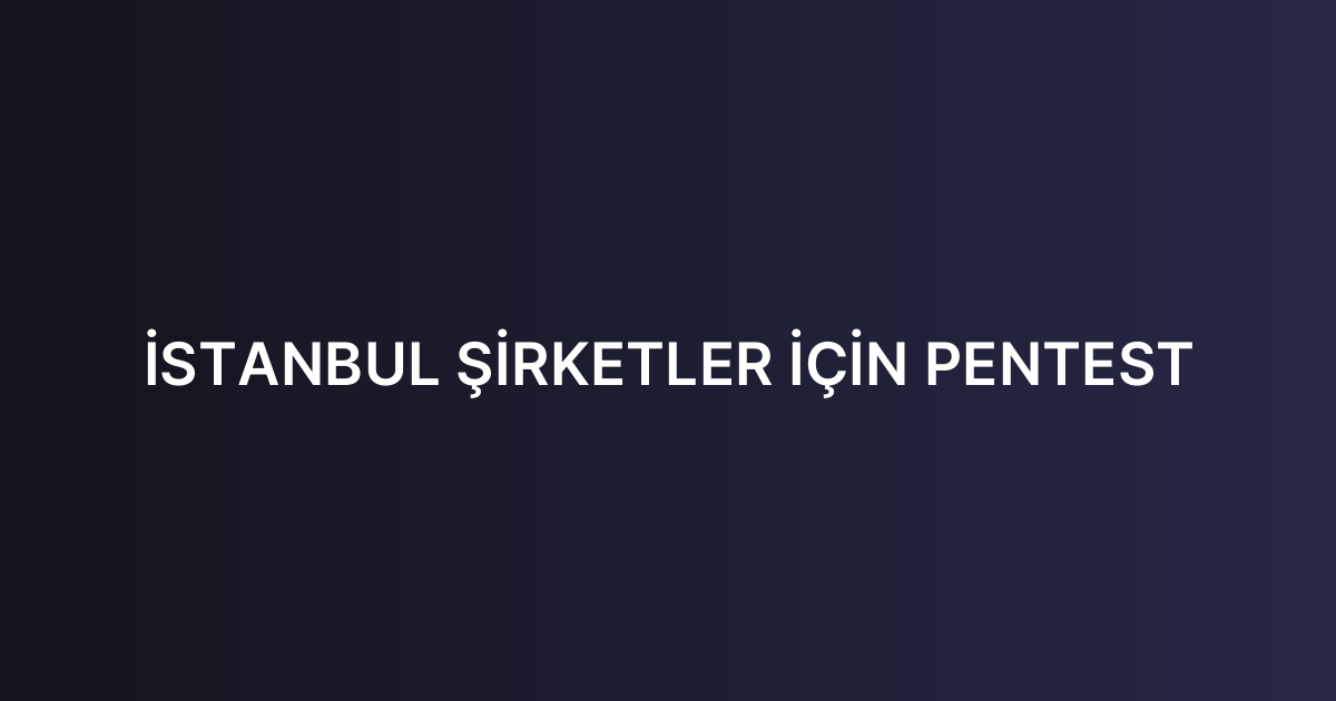 İSTANBUL ŞİRKETLER İÇİN PENTEST