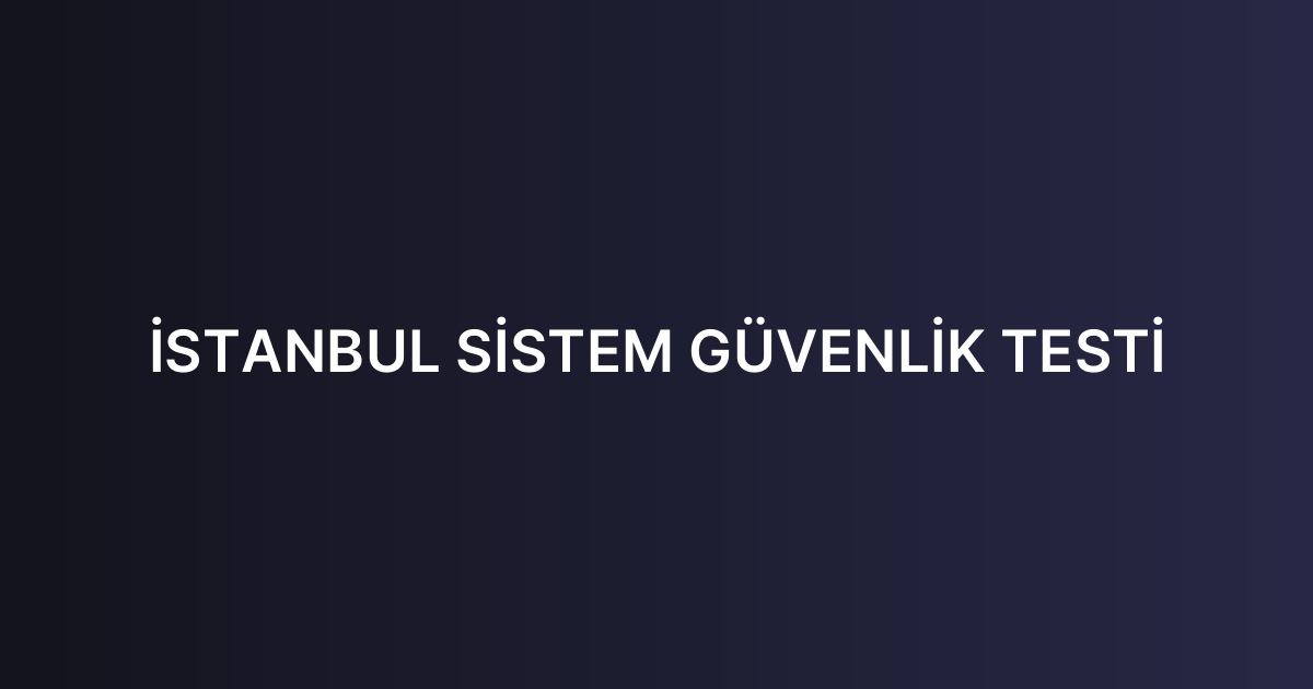 İSTANBUL SİSTEM GÜVENLİK TESTİ