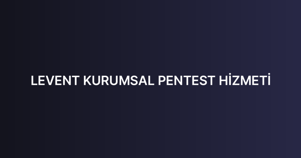 LEVENT KURUMSAL PENTEST HİZMETİ