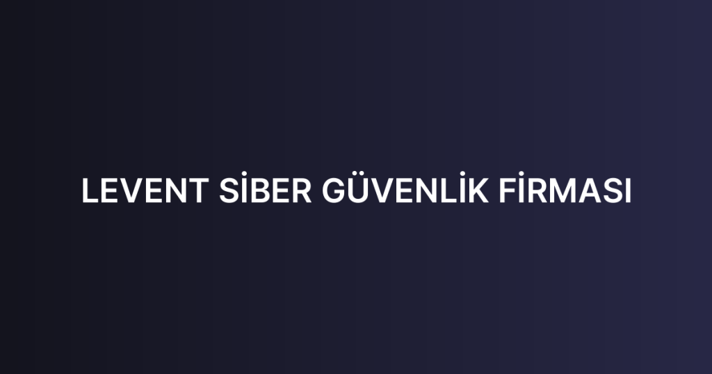 LEVENT SİBER GÜVENLİK FİRMASI