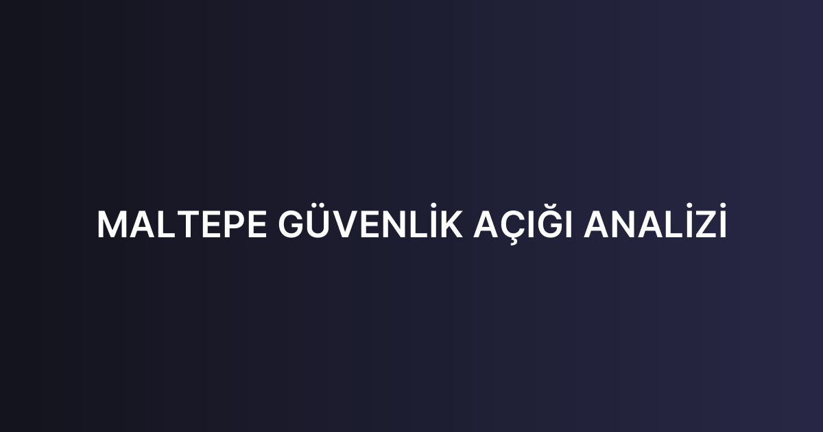 MALTEPE GÜVENLİK AÇIĞI ANALİZİ