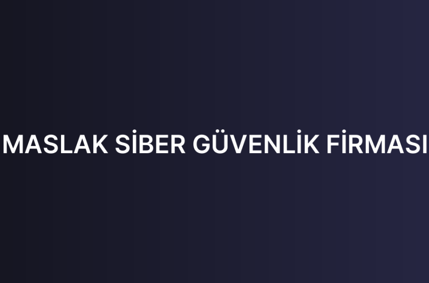 MASLAK SİBER GÜVENLİK FİRMASI