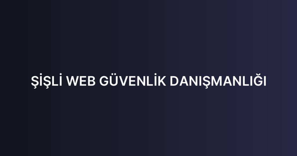 ŞİŞLİ WEB GÜVENLİK DANIŞMANLIĞI