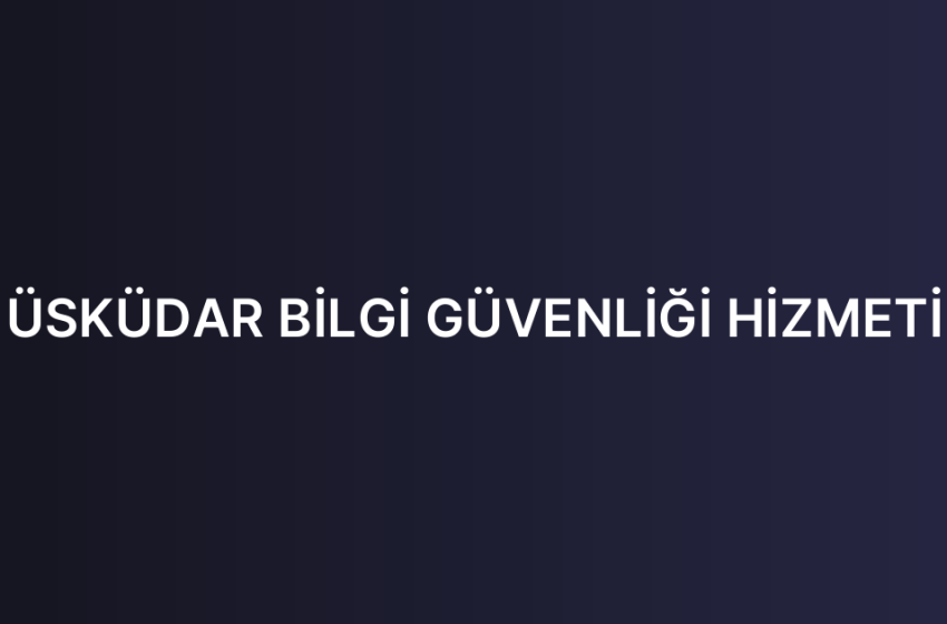 ÜSKÜDAR BİLGİ GÜVENLİĞİ HİZMETİ