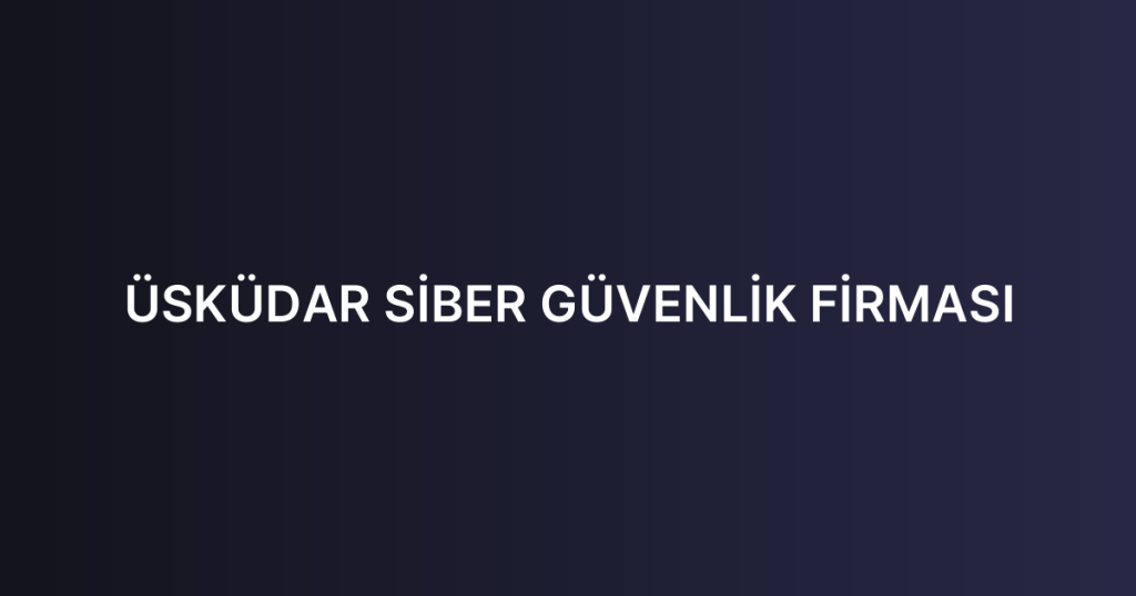 ÜSKÜDAR SİBER GÜVENLİK FİRMASI
