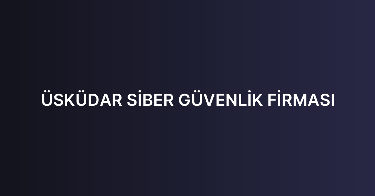 ÜSKÜDAR SİBER GÜVENLİK FİRMASI